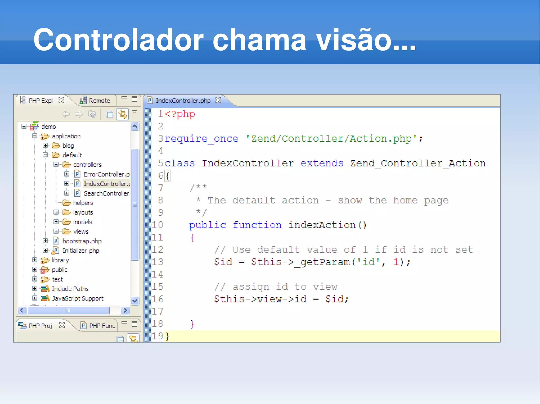 Controlador chama visão... 
 
