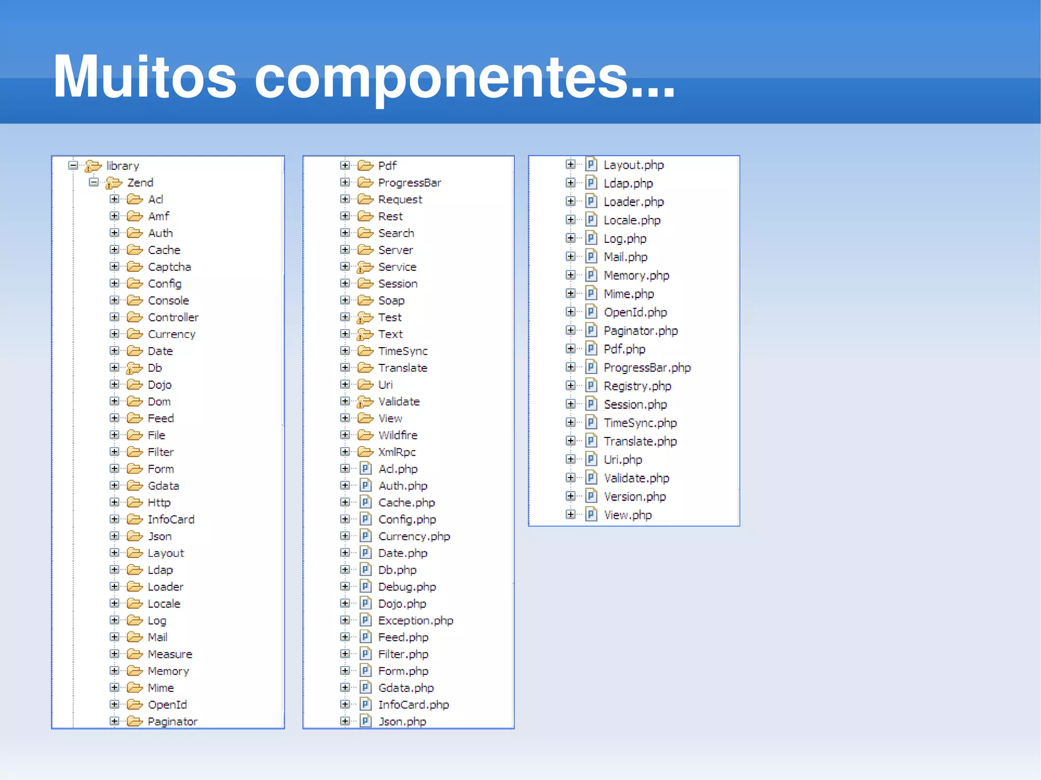 Muitos componentes...
 