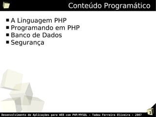 Programção PHP
