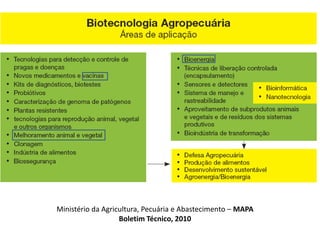 Ministério da Agricultura, Pecuária e Abastecimento – MAPA
                   Boletim Técnico, 2010
 