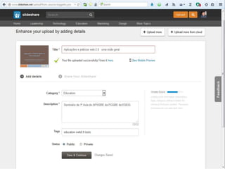 Lino OliveiraAplicações e Práticas Web 2.0 na Biblioteca Escolar - PGGBE
39
 