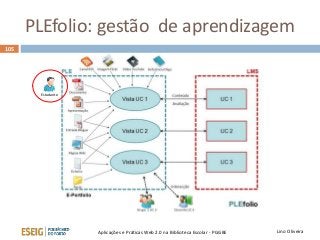 PLEfolio: gestão de aprendizagem
Lino OliveiraAplicações e Práticas Web 2.0 na Biblioteca Escolar - PGGBE
105
Estudante
 