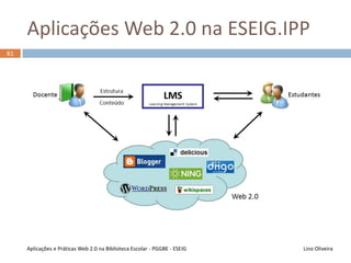 Twitter – página privada
80
Lino OliveiraAplicações e Práticas Web 2.0 na Biblioteca Escolar - PGGBE
 