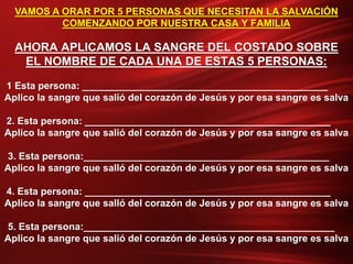 APLICANDO LA SANGRE DERRAMADA DEL COSTADO DE JESÚS