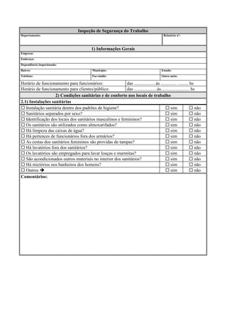 Aplicação de check lists para inspeção de segurança do trabalho | PDF