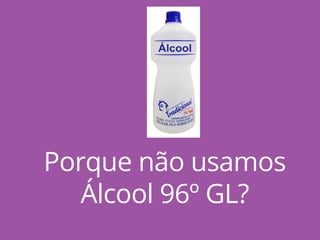 Porque não usamos
Álcool 96º GL?
 