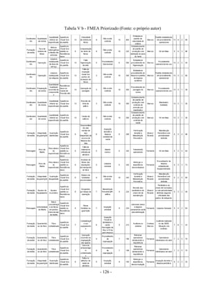 - 126 -
Tabela V b - FMEA Priorizado (Fonte: o próprio autor)
 