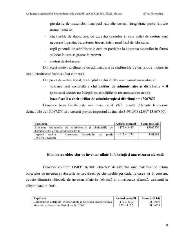 Aplicarea Standardelor Internationale De Contabilitate In Romania Stu
