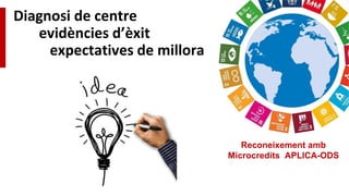 Diagnosi de centre
evidències d’èxit
expectatives de millora
Reconeixement amb
Microcredits APLICA-ODS
 