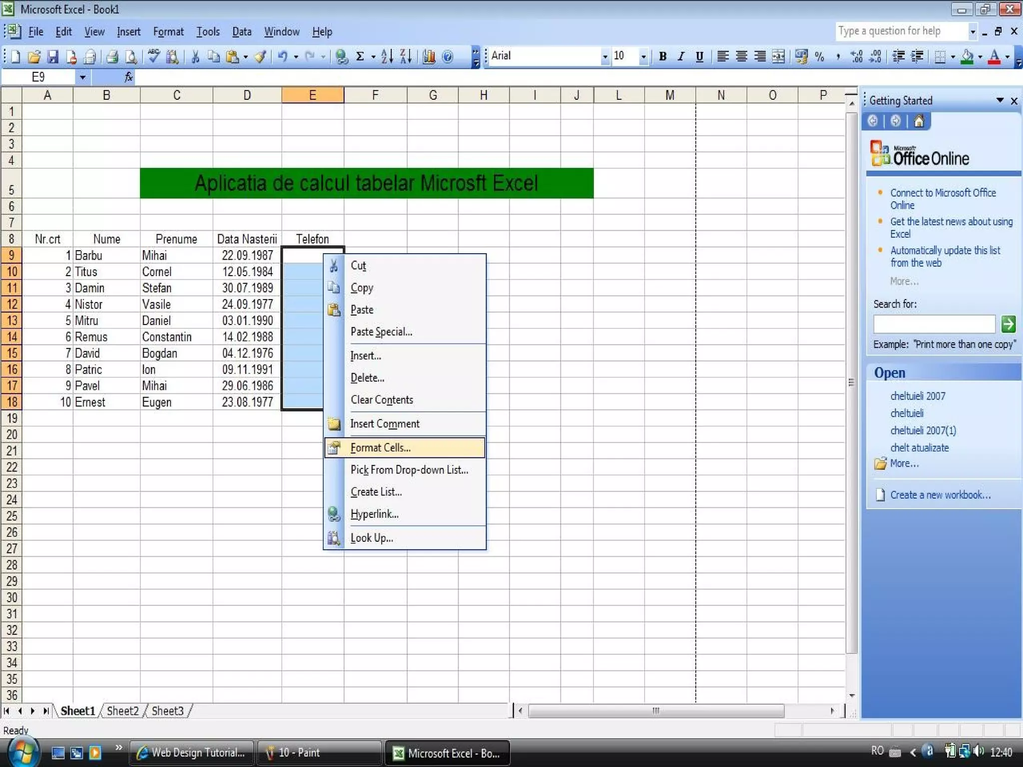Aplicatia De Calcul Tabelar Microsoft Excel | PPS