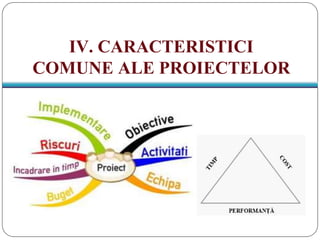IV. CARACTERISTICI
COMUNE ALE PROIECTELOR
 