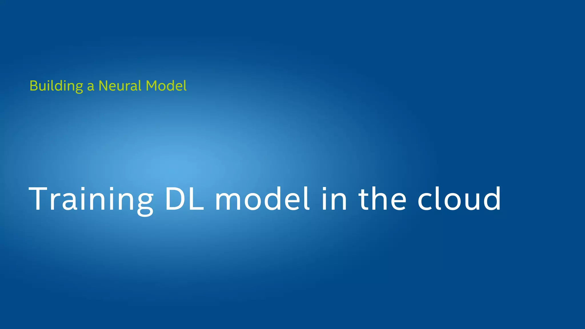 Building a Neural Model
Training DL model in the cloud
 