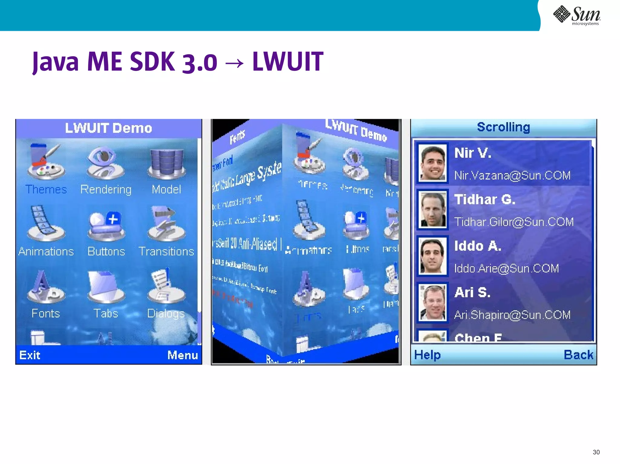 Java ME SDK 3.0 → LWUIT




                          30
 