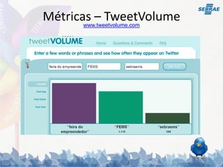 Métricas – TweetVolume
       www.tweetvolume.com
 