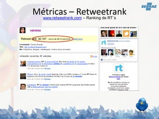 Métricas – Retweetrank
 www.retweetrank.com – Ranking de RT´s
 