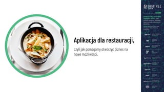 1
Aplikacja dla restauracji,
czyli jak pomagamy otworzyć biznes na
nowe możliwości.
 