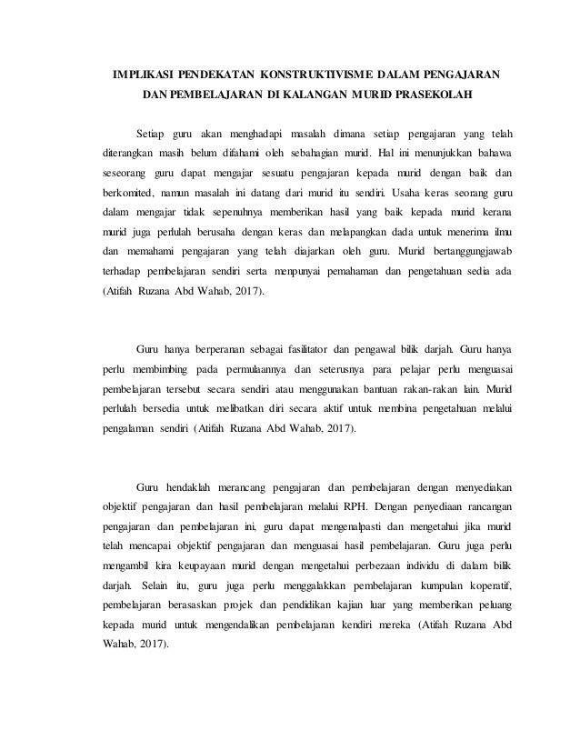 Aplikasi Pendekatan Konstruktivisme Dalam Kalangan Murid Prasekolah