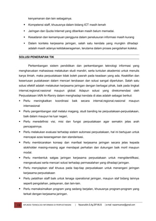 Aplikasi teknologi informasi perpustakaan | DOC