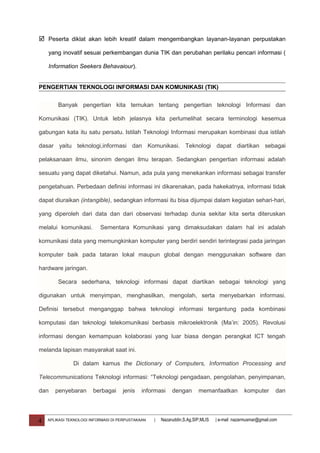 Aplikasi teknologi informasi perpustakaan | DOC