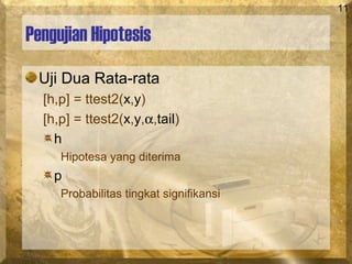 Matlab Ttest2 Aplikom10 matlab statistik | PPT