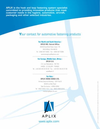 Aplix Seat Assembly Brochure Us 0110 | PDF