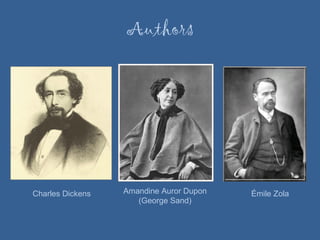 Authors Charles Dickens Amandine Auror Dupon (George Sand) Émile Zola 