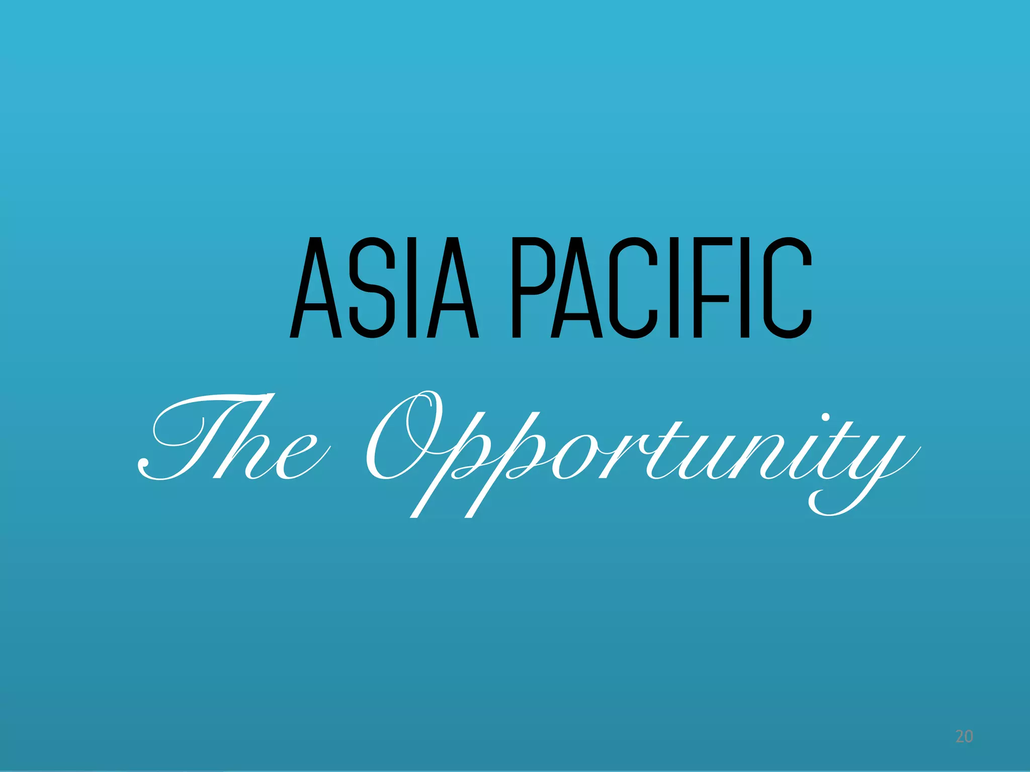 20
ASIA Pacific
The Opportunity