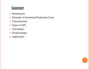 Automated production line seminar | PPTX