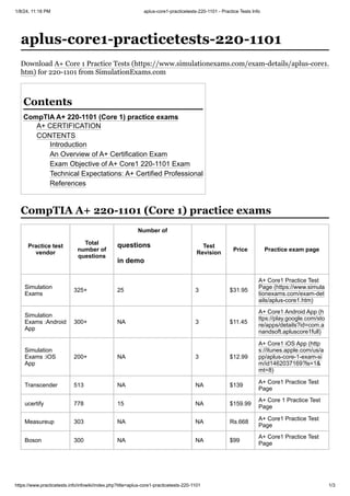 aplus-core1-practicetests-220-1101 - Practice Tests | PDF