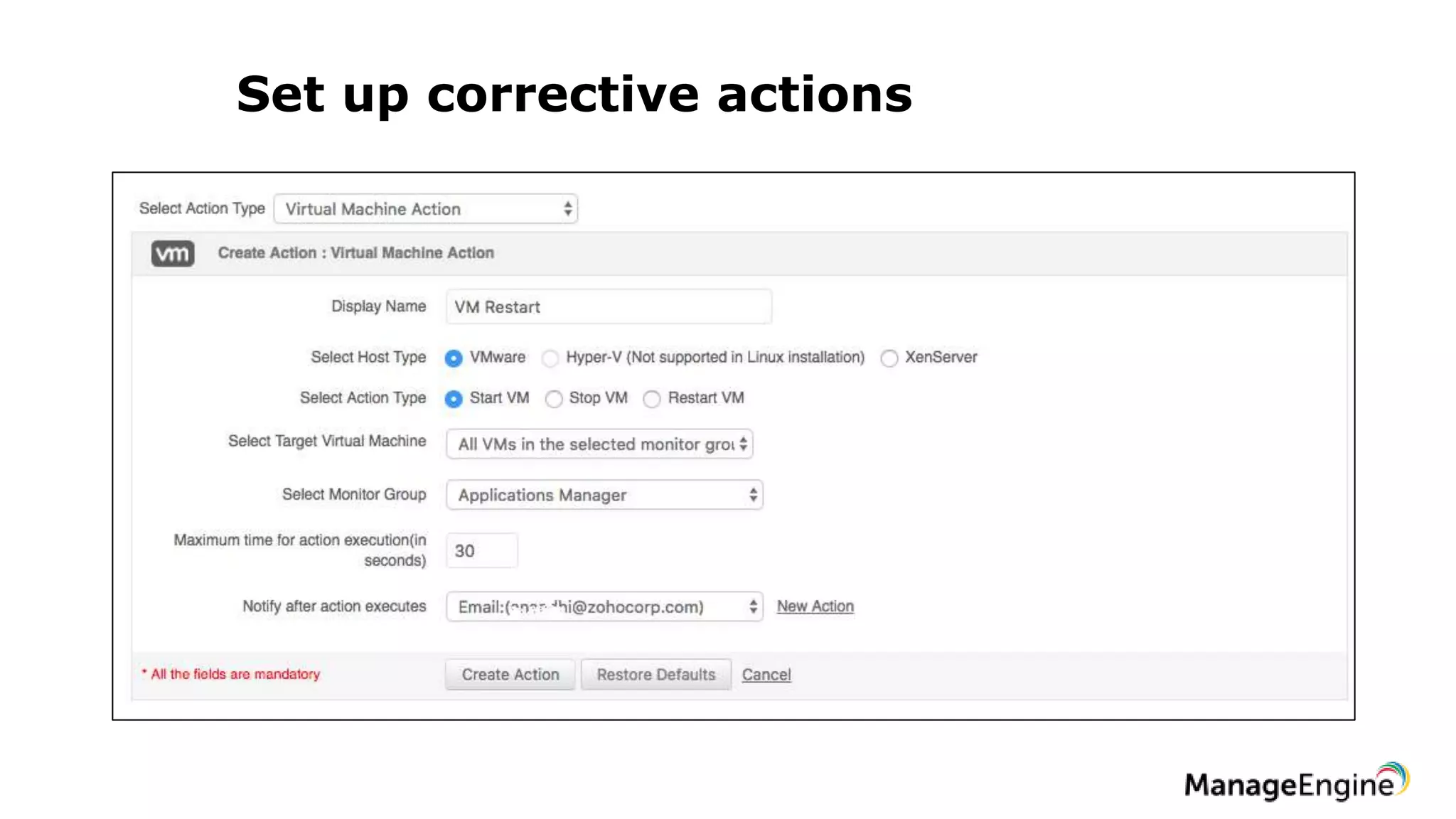Set up corrective actions
 