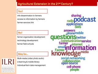 Mobile-enabled service delivery in livestock value chains: a new competence area for ILRI?