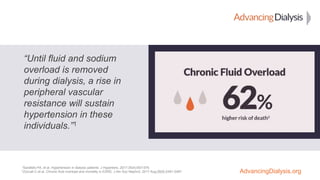 AdvancingDialysis.org
“Until fluid and sodium
overload is removed
during dialysis, a rise in
peripheral vascular
resistanc...