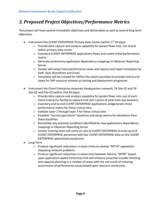 Ixia Matrix Project Business Case and Capital Justification for Implementation of ...
