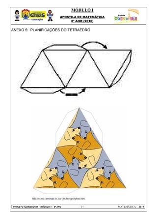 MÓDULO I
                                      APOSTILA DE MATEMÁTICA
                                           8º ANO (2010)


ANEXO 5: PLANIFICAÇÕES DO TETRAEDRO




PROJETO (CON)SEGUIR – MÓDULO 1 – 8º ANO         34             MATEMÁTICA - 2010
 