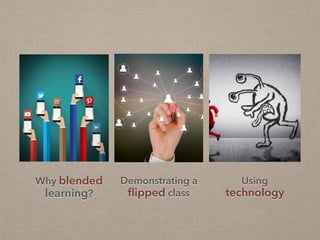 Why blended
learning?
Demonstrating a
ﬂipped class
Using
technology
 
