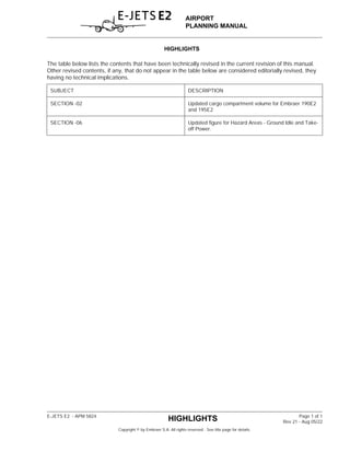 Airplane Planning Manual Embraer series 195 | PDF