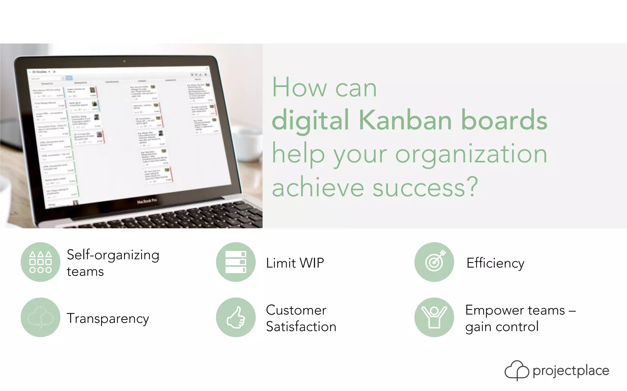 How can 
digital Kanban boards 
help your organization 
achieve success? 
Efficiency 
Empower teams – 
gain control 
Self-organizing 
teams 
Transparency 
Limit WIP 
Customer 
Satisfaction 
 