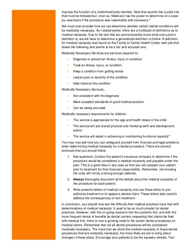 the art of practice management dental pearls october 2016 letter of medical necessity