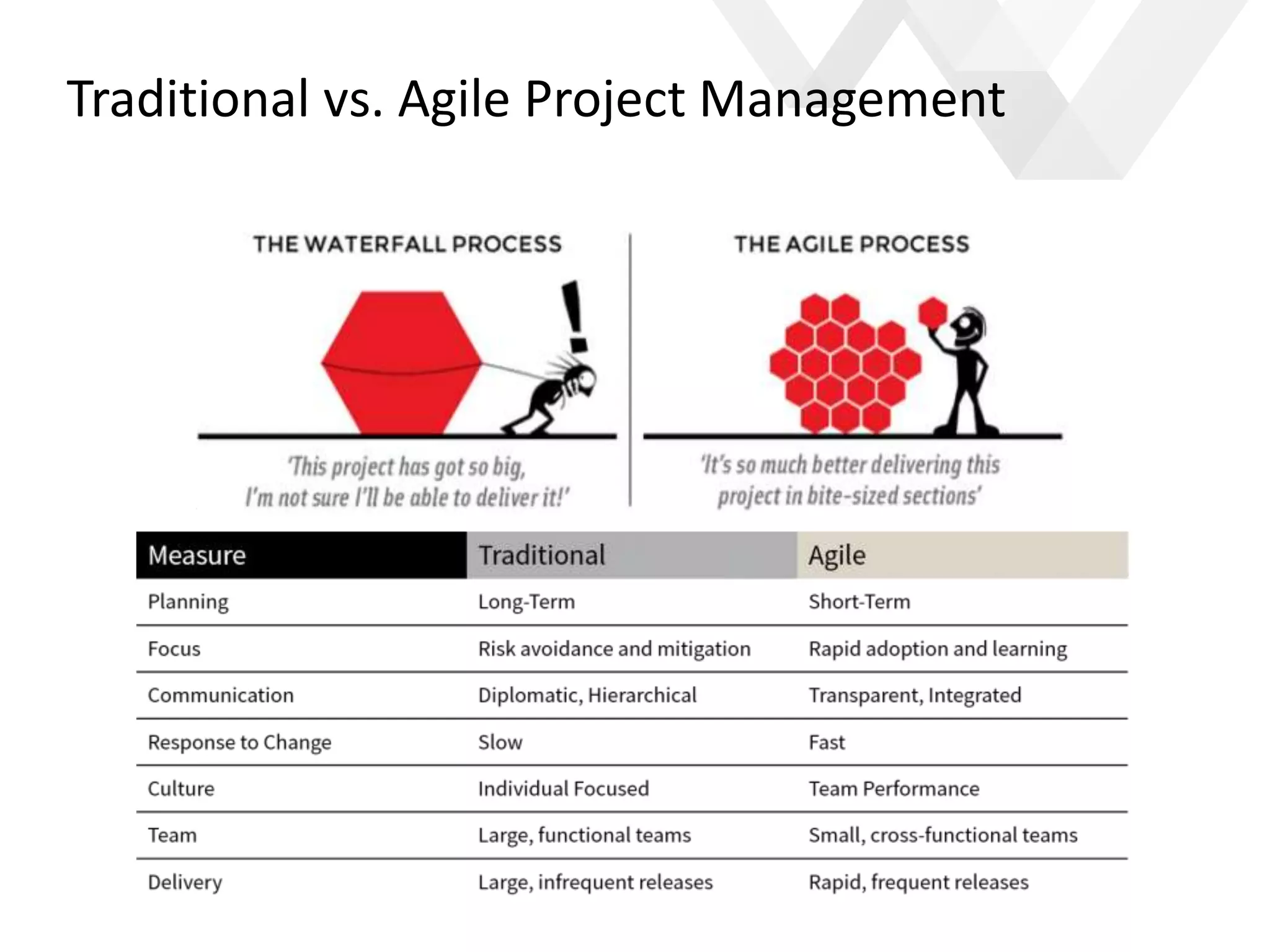 e
Traditional vs. Agile Project Management
 