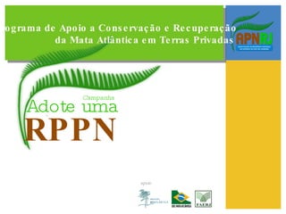 Programa de Apoio a Conservação e Recuperação  da Mata Atlântica em Terras Privadas Campanha apoio Adote   uma RPPN 