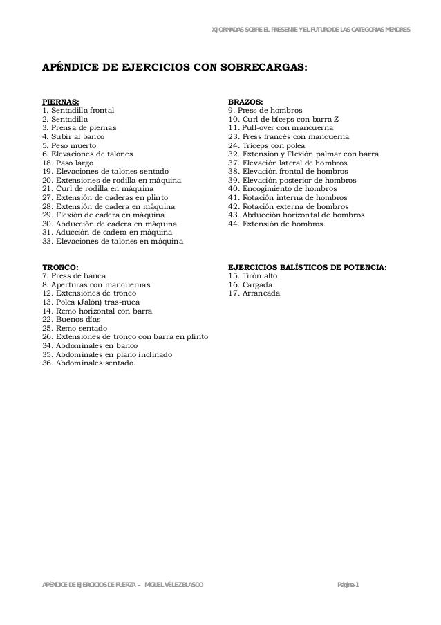 Apendice De Ejercicios De Sobrecarga