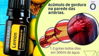 Acúmulo de gordura
na parede das
artérias.
1-2 gotas todos dias
em 300ml de água
 