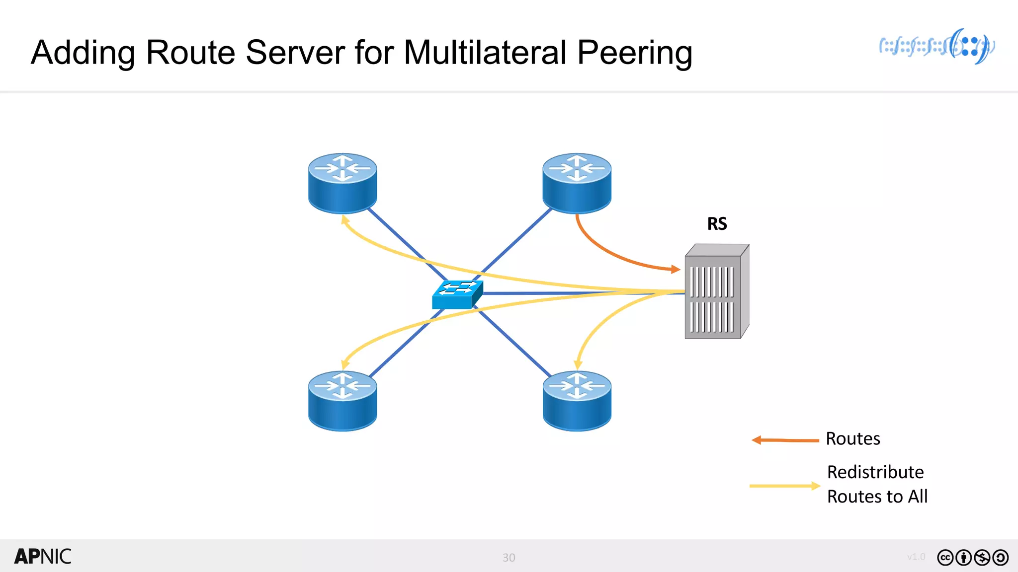 30 v1.0
30
Adding Route Server for Multilateral Peering
Routes
Redistribute
Routes to All
RS
 