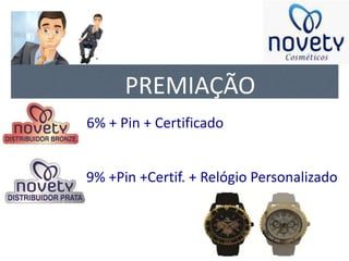 PREMIAÇÃO 
6% + Pin + Certificado 
9% +Pin +Certif. + Relógio Personalizado 
 