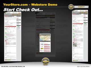 YourStore.com – Webstore Demo
Start Check Out…




        Get Connected today…

           www.AutoPartsNetwork.com
 