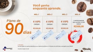 17
4 VIPS
CHEQUE
R$100,00
4 VIPS
CHEQUE
R$100,00
4 VIPS
CHEQUE
R$300,00
O PATROCINADOR
QUE AJUDAR 12 VIPS
GANHA
R$500,00
E TEM MAIS:
Se você ajudar um patrocinado/direto seu a patrocinar/ativar os 12 diretos em até 90 dias, você ganha mais 500,00.
Consulte as regras no site!
 