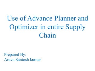 Use of Advance Planner and
Optimizer in entire Supply
Chain
Prepared By:
Arava Santosh kumar
 