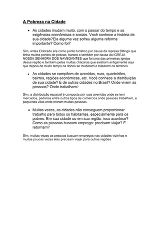 A Pobreza Na Cidade