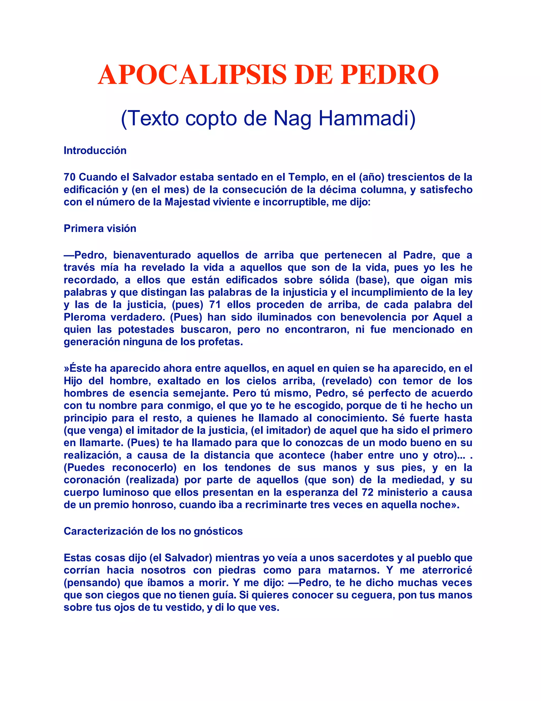Apocalipsis De Pedro | PDF