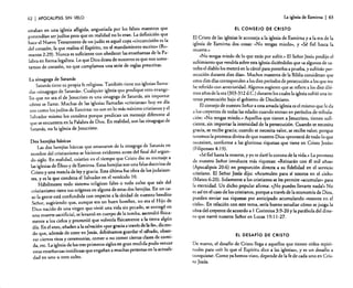 62

I APOCALIPSIS

La iglesiade Esmirna

SIN VELO

s que
estaban en una iglesia afligida, angusti ada por los falsos maestro
La definic ión que
pretend ían ser judíos pero que en realidad no lo eran.
es la
hace el Nuevo Testam ento de un judío es aquel cuya «circuncisión
, (Rodel corazón , la que realiza el Espíritu , no el mandam iento escrito>
te con obedec er las enseñan zas de la Pamanos 2:29). Nunca es suficien
labra en forma legalista. Lo que Dios desea de nosotro s es que nos sometamos de corazón , no que cumpla mos una serie de reglas prescritas.
La sinagog a de Satanás
Satanás tiene su propia fe religiosa. Tambié n tiene sus iglesias llamadas "sinagogas de Satanás». Cualqu ier iglesia que prediqu e otro evanger
lio que no sea el de Jesucris to es una sinagog a de Satanás , sin importa
día
cómo se llame. Mucha s de las iglesias llamada s «cristianas» hoy en
son en lo más mínimo cristian os y el
son como los judíos de Esmirn a: no
te al
Salvado r mismo los conden a porque predica n un mensaje diferen
as de
que se encuen tra en la Palabra de Dios. En realidad, son las sinagog
Satanás , no la iglesia de Jesucristo.
Dos herejías básicas
en
Las dos herejías básicas que emanar on de la sinagoga de Satanás
nombre del cristian ismo se hiciero n evident es antes del final del segunea
do siglo. En realidad , existían en el tiempo que Cristo dio su mensaj
una falsa doctrin a de
las iglesias de Éfeso y de Esmirn a. Estas herejías son
nCristo y una mezcla de ley y gracia. Esta última fue obra de los judaiza
tes, y es la que conden a el Salvado r en el versícu lo] O.
Hábilm ente todo sistema religioso falso o todo culto que sale del
cacristian ismo tiene sus orígenes en alguna de estas dos herejías. En un
bendito
so la gente está confun dida con respecto a la deidad de nuestro
de
Señor. sugirien do que, aunque era un buen hombre . no era el Hijo
en
Dios nacido de una virgen que vivi6 una vida sin pecado , se entregó
en cuerpo de la tumba, ascendi ó físicauna muerte sacrificial, se levantó
algún
mente a los cielos y promet ió que volvería físicam ente a la tierra
de la fe», diciendía. En el otro, añaden a la salvación «por gracia a través
do que, además de creer en Jesús. debiéra mos guardar el sábado, observar ciertos ritos y ceremo nias, comer o no comer ciertas clases de comida. etc. La iglesia de los tres primero s siglos en gran medida pudo vencer
estas enseñan zas insidiosas que engaña n a muchas persona s en la actualidad en uno u otro culto.

I 63

El CONSE JO DE CRISTO

~l C.risto de

las.iglesias le aconsej a a la iglesia de Esmirn a y a la era de la
la
iglesia de Esmirn a dos cosas: «No tengas miedo», y «Sé fiel hasta
»
rnuerte.
<~N? tengas miedo de lo que estás por sufrir.» El Señor Jesús predijo el
sufnmle~to que vendría sobre esta iglesia diciéndoles que «a algunos de uspertedes.e1 diablo los meterá en la cárcel para ponerlos a prueba, y sufrirán
s de la Biblia consideran que
secucI~n d~rante diez días». Mucho s maestro
me:
estos dl~ días corres~oI~den a los diez períodos de persecución a los que
últihe referido con anterioridad. Algunos sugieren que se refiere a los diez
inmos años de la.era (3?3-31 2 d.C.) durante los cuales la iglesia sufrió una
gobiern o de Diocleciano,
tensa persecución bajo el
da
El consejo de nuestro Señor a esta amada iglesia es el mismo que le
a.l~s creyentes de todas las edades cuando entran en período s de tribulac~on: "~o ~engas miedo.» Aquellos que tienen a Jesucris to, tienen suficlen~e, sm l~pOrtar la intensid ad de la persecu ción. Cuando se necesita
g~acla, se recibe graci~; ~uando se necesita valor. se recibe valor; porque
tcn_en~os la promes a divina de ~ue nu~stro Dios "provee rá de todo lo que
nt.l,;~S1ten, conform e a las gloriosas riquezas que tiene en Cristo Jesús»
(Filipenses 4: 19).
a
"Sé fiel has~a la .muerte , y yo te daré la corona de la vida.» La promes
mil años»
de nuestro Senor Involuc ra más riquezas: «Reina rán con él
(~p~calipsis 20:6) en proporc ión directa a su fidelidad en el servicio
cielo»
cnsnan o. El Señor Jesús dijo: «Acum ulen para sí tesoros en el
permite «acumulan) para
(Mateo 6:20). Solame nte a los cristian os se les
No
la eternid ad. Un dicho popula r afirma: "¡No puedes llevarte nada!»
Dios
es así en el caso de los cristianos. porque a través de la econom ía de
ado acumul ando "tesoro s en el
pueden enviar sus riquezas por anticip
la
cielo». En relación con este tema, sería bueno estudia r cómo se juzga
del dineobra del creyent e de acuerdo a 1 Corinti os 3:9·20 y la parábol a
ro que narró nuestro Señor en Lucas 19:11-2 7.

EL DESAFio DE CRISTO
De nuevo. el desafío de Cristo llega a aquello s que tienen oídos espiria
tuales !,ara "oír lo que el Espíritu dice a las iglesias», y es un desafío
e de la fe de cada uno en Crisconquistar. Como ya hemos visto, depend
to Jesús.

 